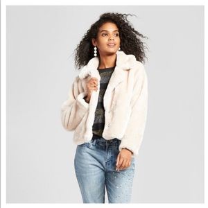 Who What Wear Cropped Faux Fur Jacket